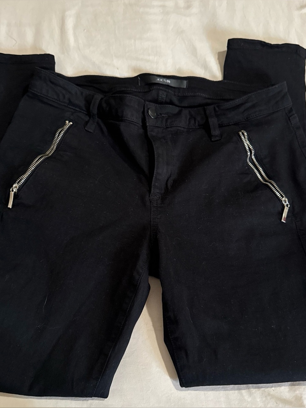 Joe's Jeans Ankle Zip Skinny Pant Jet Black Zip Front Pockets Stretch Sz 30